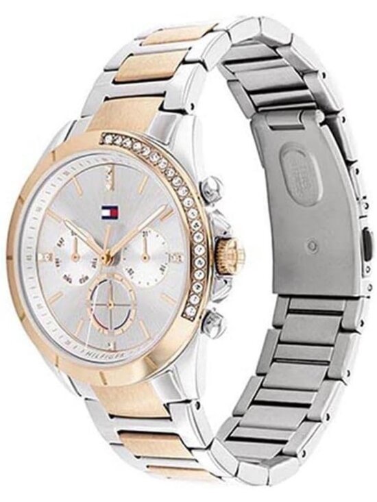 Women\'s Grey Multifunction Stainless Steel Premium Fashion Crystal Wrist Watch